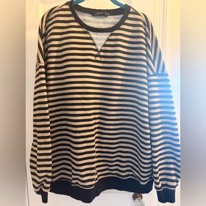 Striped Crewneck Sweater in Black and Cream